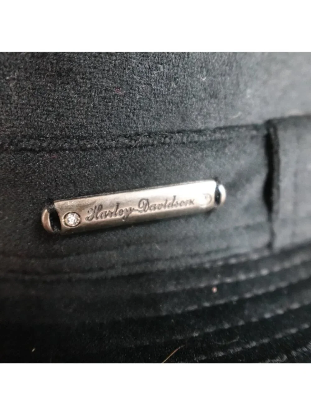 Harley Davidson Womens Hat Medium Black Fedora Velvet Cotton